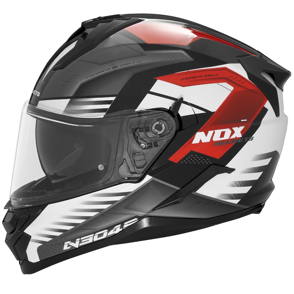 Integrálna prilba na motorku NOX N304S CARVER čierno-bielo-červená Veľkosť: XS
