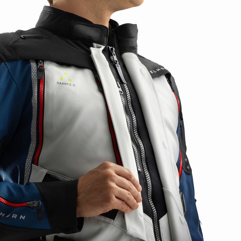 Bunda na motorku Rebelhorn Hardy 3.0 modro-šedo-červená