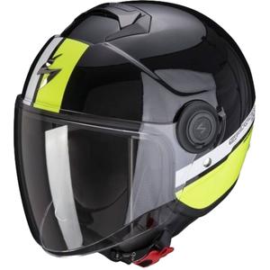 Prilba na motocykel SCORPION EXO-CITY STRADA perleťovo čierno-bielo-fluorescenčno žltá