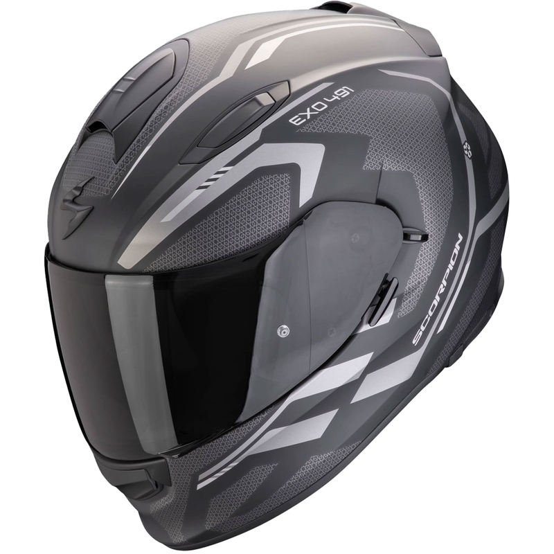 Integrálna helma na motorku Scorpion EXO-491 KRIPTA matná čierno-strieborná