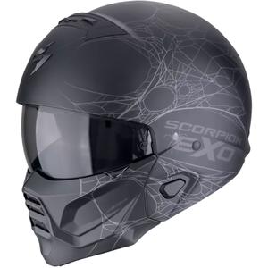 Modulárna helma na motorku Scorpion EXO-COMBAT II SPIDERWEB matná čierno-strieborná