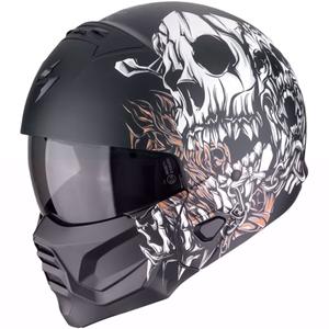Modulárna helma na motorku Scorpion EXO-COMBAT II GENESIS matná čierno-bielo-zlatá