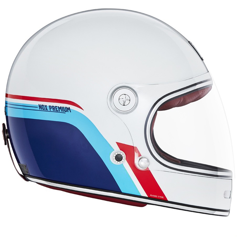 Integrálna prilba na motocykel NOX PREMIUM REVENGE bielo-modro-červená
