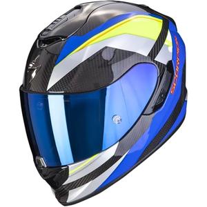Integrálna prilba na motocykel Scorpion Exo-1400 Carbon Air Legione modro-fluorescenčno žltá