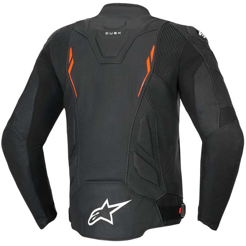 Kožená bunda na motocykel Alpinestars Dusk Airflow čierno-fluorescenčno červená