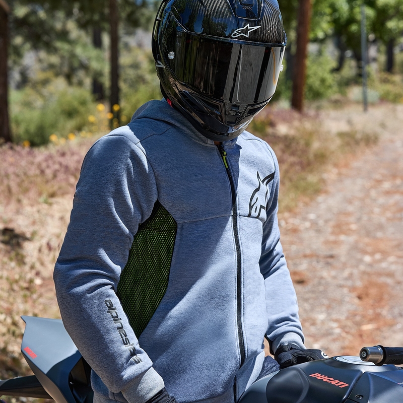 Mikina na motorku Alpinestars Chrome Air Sport šedo-čierno-tmavo khaki