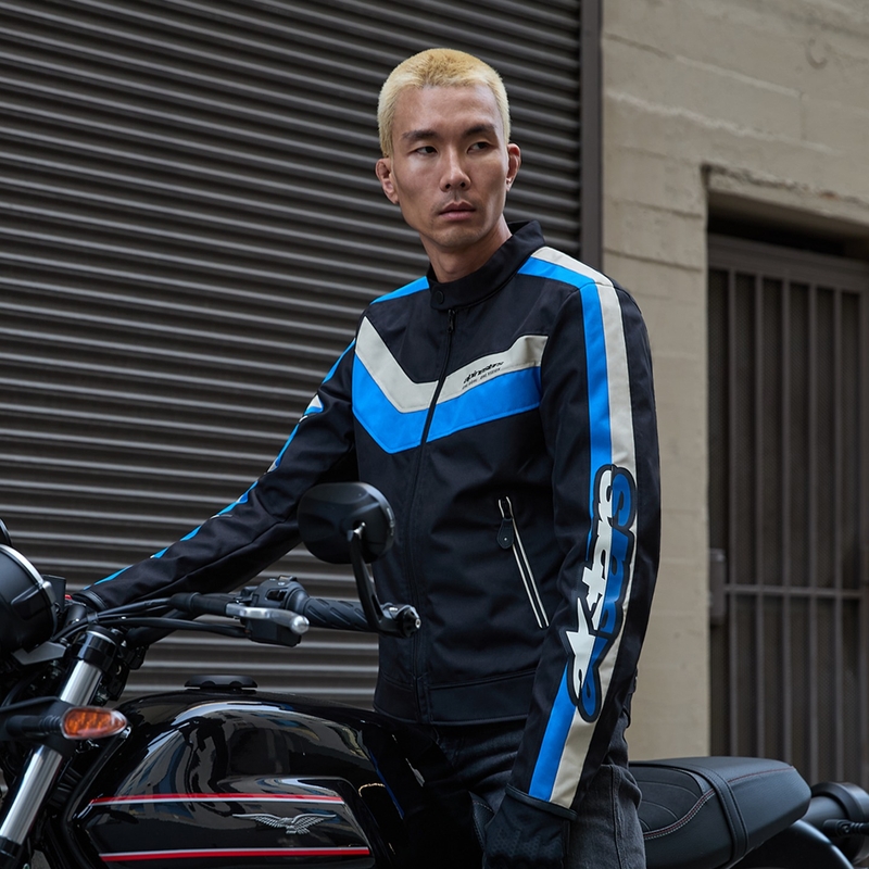 Bunda na motocykel Alpinestars T-Dyno Water Resistant čierno-modro-béžová