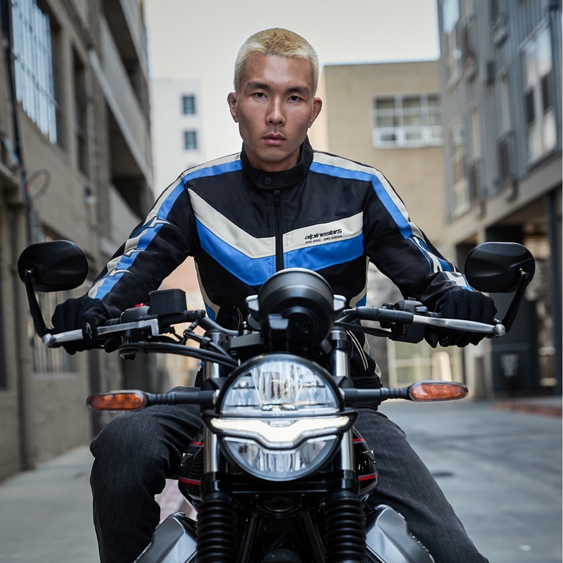 Bunda na motocykel Alpinestars T-Dyno Water Resistant čierno-modro-béžová