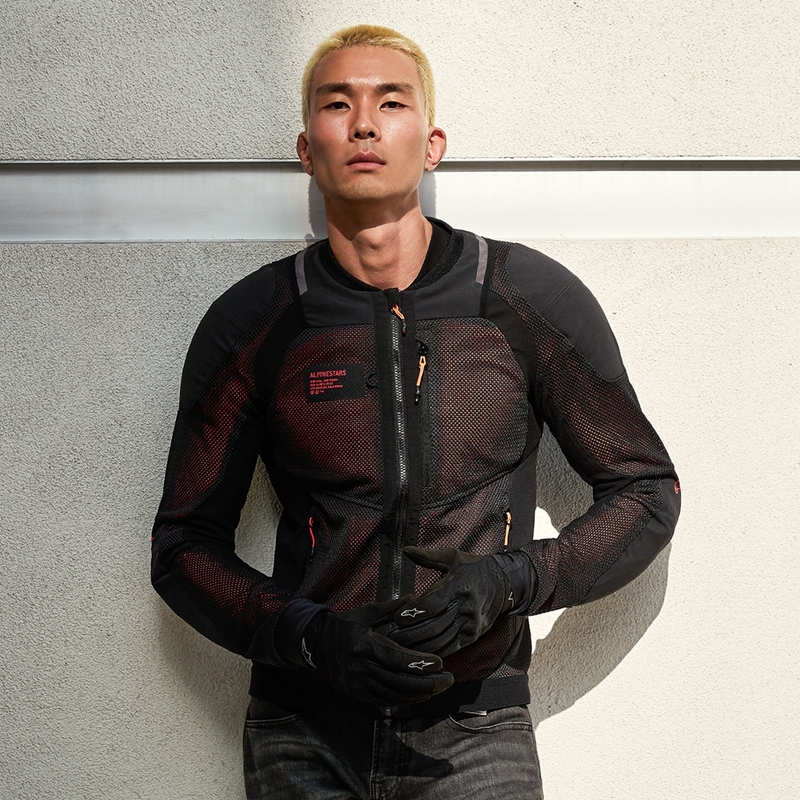 Bunda na motocykel Alpinestars TROOP-AIR PRO čierno-fluorescenčno červená