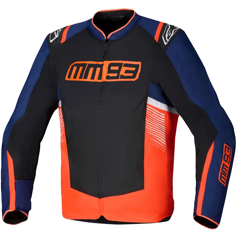 Bunda na motocykel Alpinestars T-SPS Air V2 MM93 kolekcia fluorescenčno červeno-modro-čierno-biela
