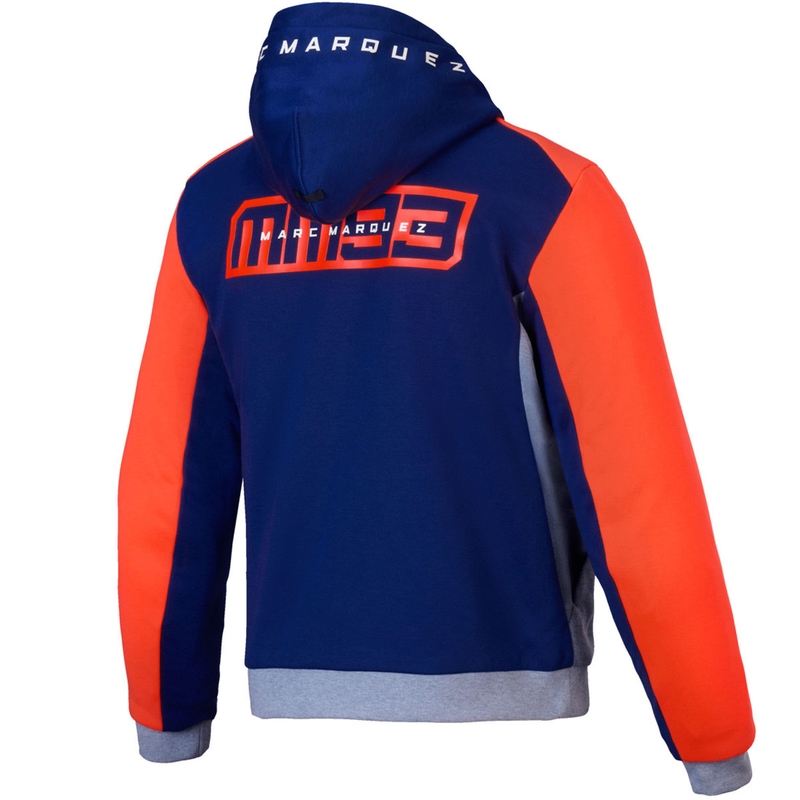 Mikina na motocykel Alpinestars Chrome V2 Sport Hoodie MM93 kolekcia svetlo šedo-modro-fluorescenčno červená