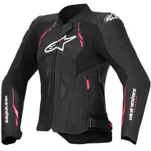 Dámska kožená bunda na motorku Alpinestars Stella Dusk čierno-ružovo-biela