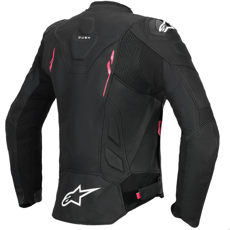 Dámska kožená bunda na motorku Alpinestars Stella Dusk čierno-ružovo-biela