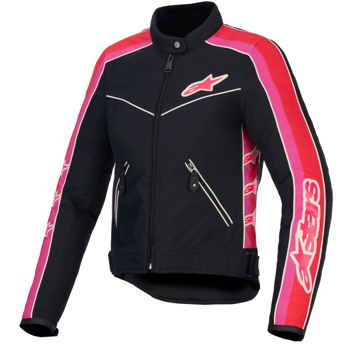 Dámska bunda na motorku Alpinestars Stella T-Dyno Water Resistant čierno-červeno-ružová Veľkosť: XS