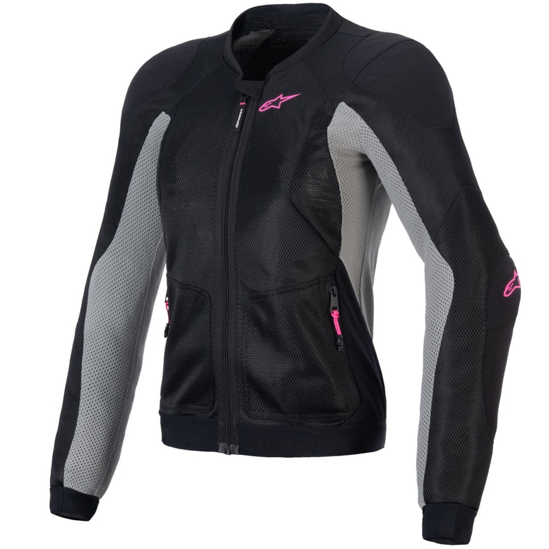 Dámska bunda na motocykel Alpinestars STELLA TROOP-AIR čierno-šedo-fluorescenčno ružová