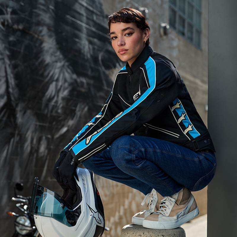 Dámska bunda na motorku Alpinestars STELLA T-DYNO AIR čierno-svetlo modro-béžová