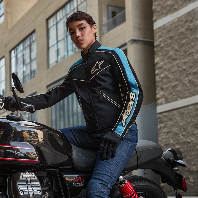 Dámska bunda na motorku Alpinestars STELLA T-DYNO AIR čierno-svetlo modro-béžová