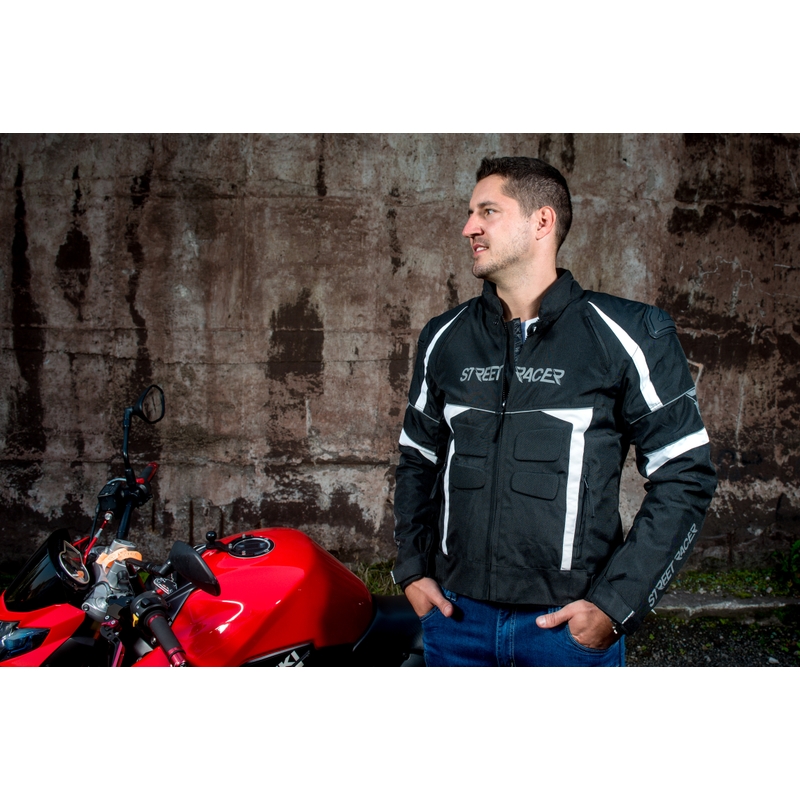 Bunda na motocykel Street Racer Spark čierno-biela