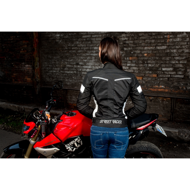 Dámska bunda na motocykel Street Racer Betty čierno-biela