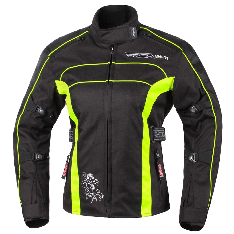 Moto bunda dámska RSA SW-01 čierno-fluorescenčno-žltá výpredaj