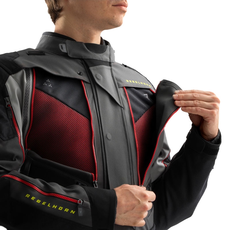 Bunda na motorku Rebelhorn Hardy 3.0 antracitovo-šedo-žltá