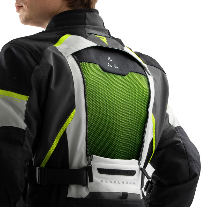 Bunda na motorku Rebelhorn Hardy 3.0 čierno-šedo-fluo žltá