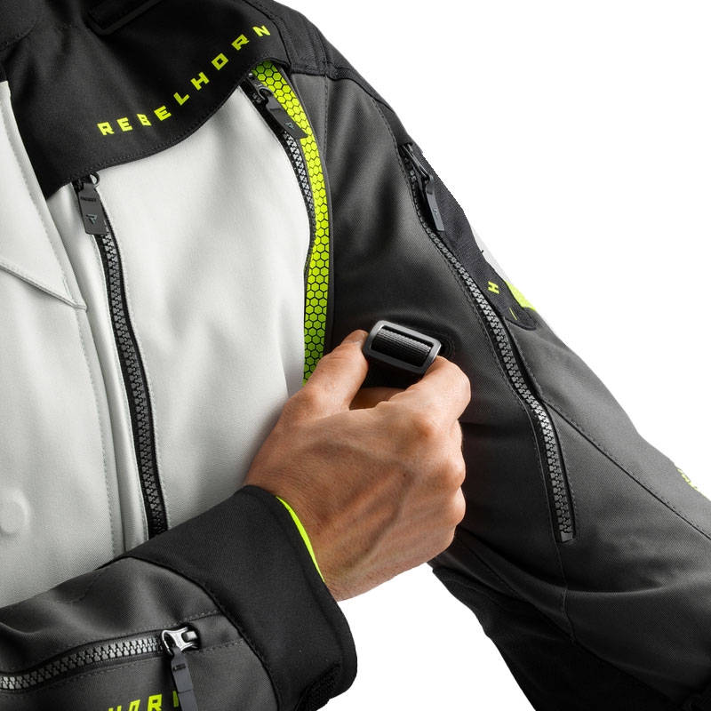 Bunda na motorku Rebelhorn Hardy 3.0 čierno-šedo-fluo žltá