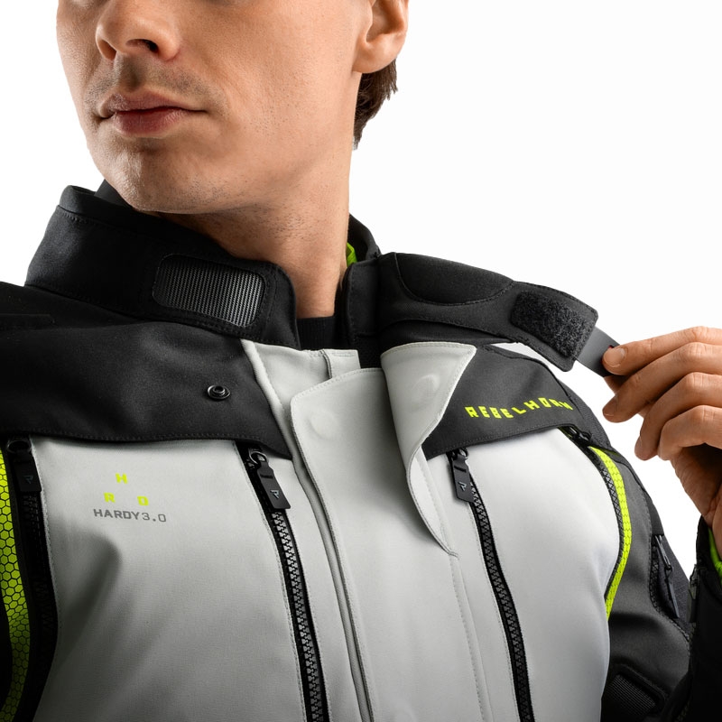 Bunda na motorku Rebelhorn Hardy 3.0 čierno-šedo-fluo žltá