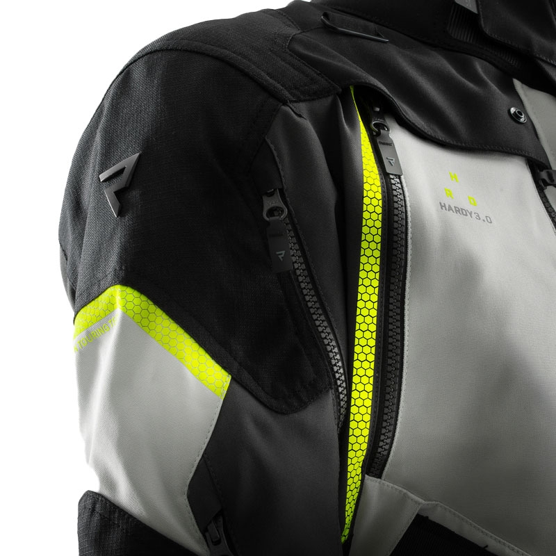 Bunda na motorku Rebelhorn Hardy 3.0 čierno-šedo-fluo žltá