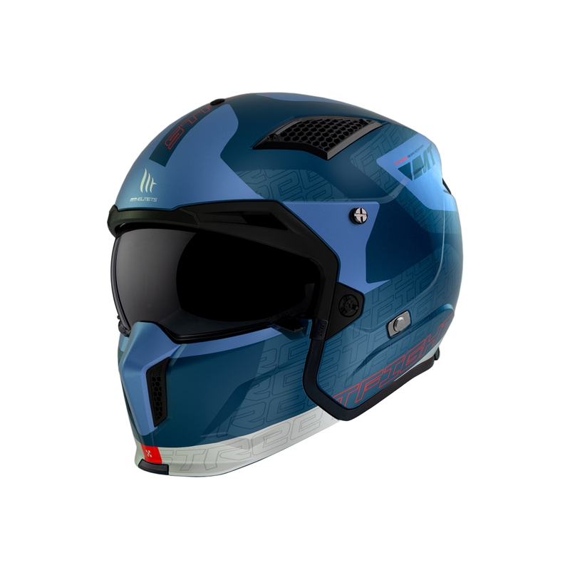 Otvorená prilba s maskou MT Streetfighter SV Totem C17 bielo-modrá s irídiovou clonou