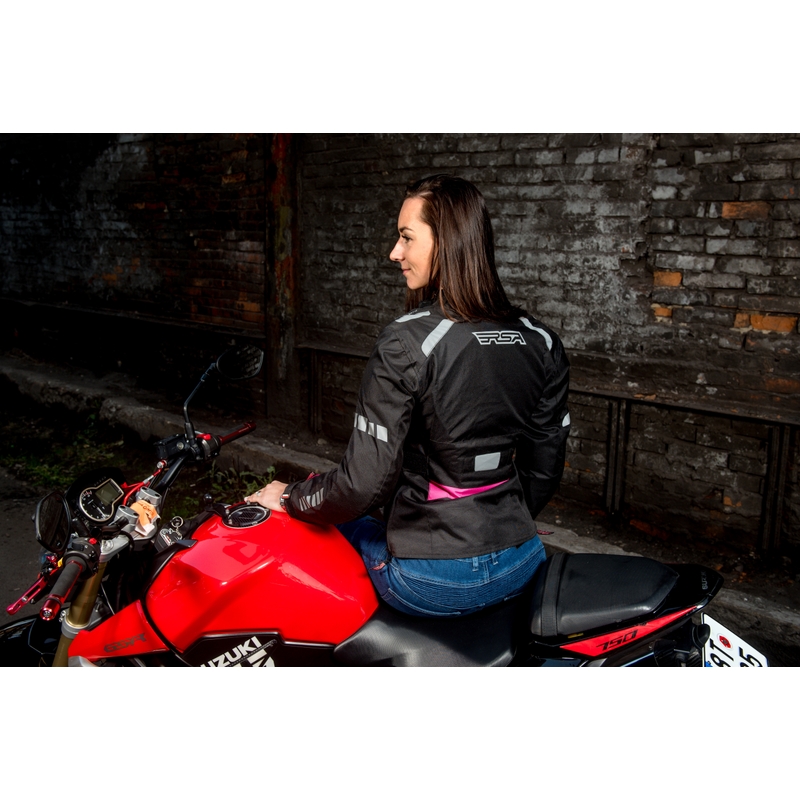 Dámska bunda na motocykel RSA Gun čierno-ružová výpredaj