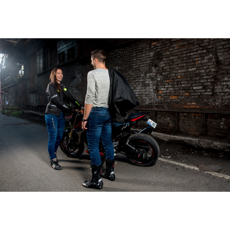 Dámska bunda na motocykel RSA Gun čierno-fluorescenčno-žltá výpredaj