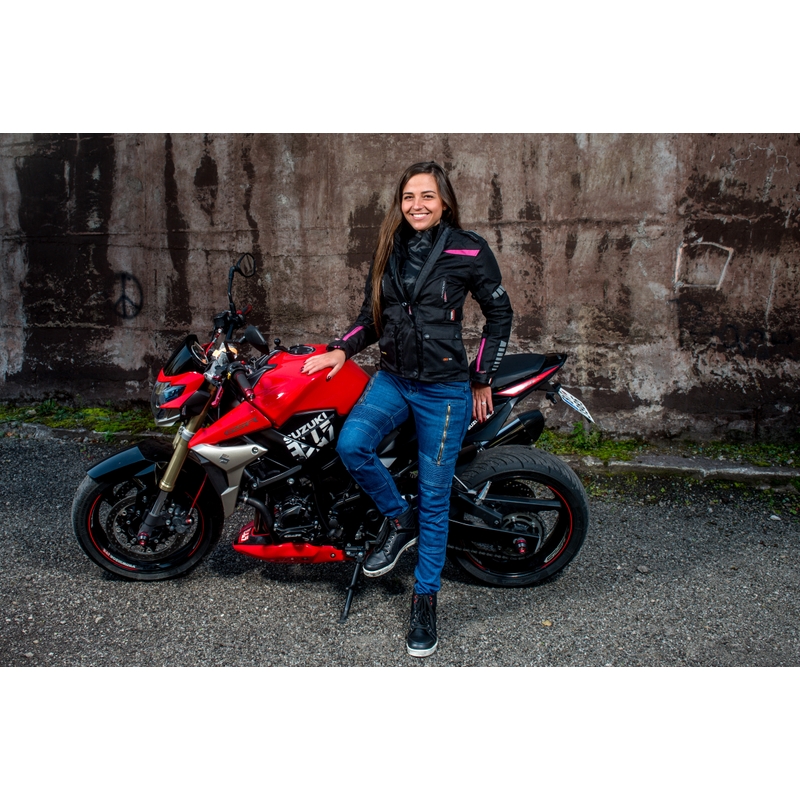 Dámska trojvrstvová bunda na motocykel RSA Gun čierno-ružová výpredaj
