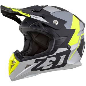 Detská motokrosová prilba ZED X1.9D TENDO matná čierno-tmavo šedo-svetlo šedo-fluo žltá