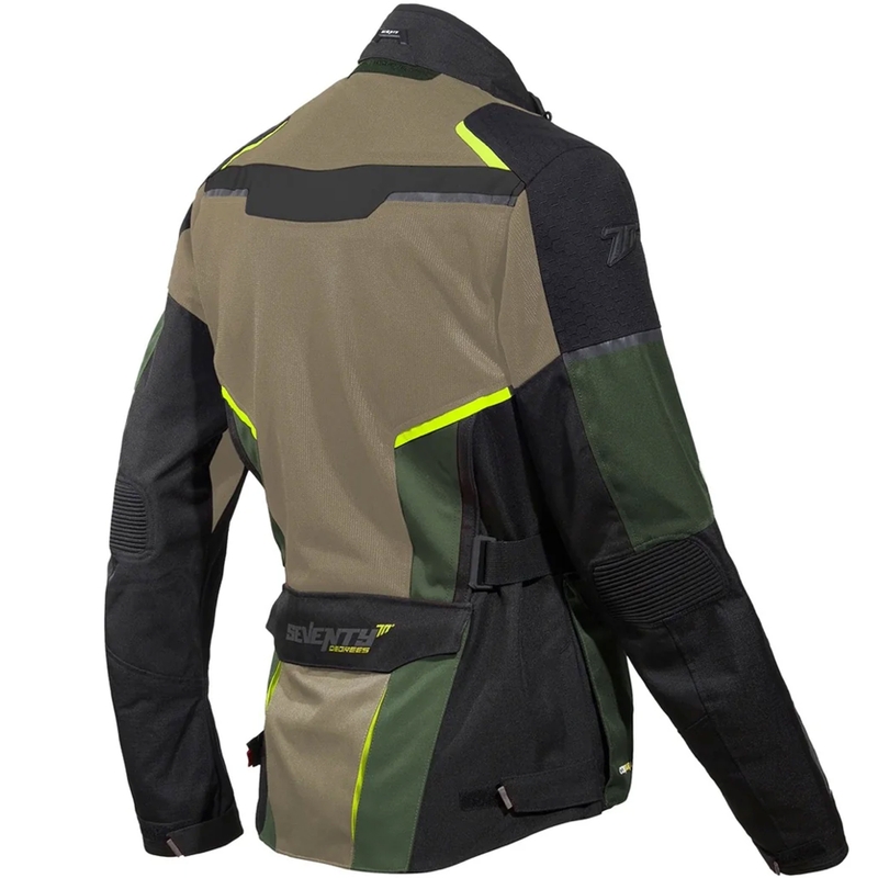 Bunda na motorku Seventy Degrees SD-JT70 Atacama pieskovo-zeleno-fluo žltá