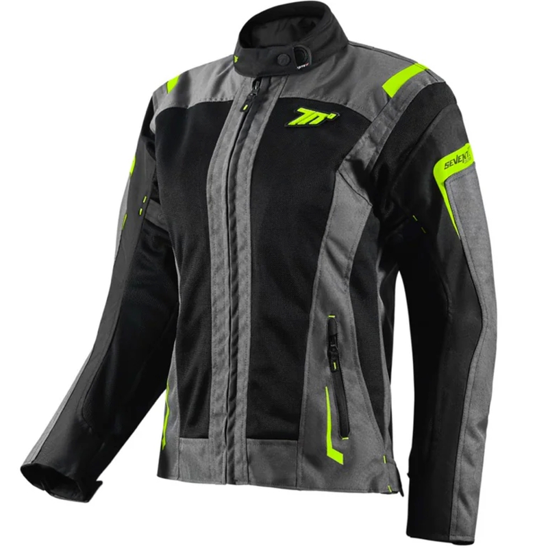 Dámska bunda na motorku Seventy Degrees SD-JT68 Sahara čierno-fluo žltá