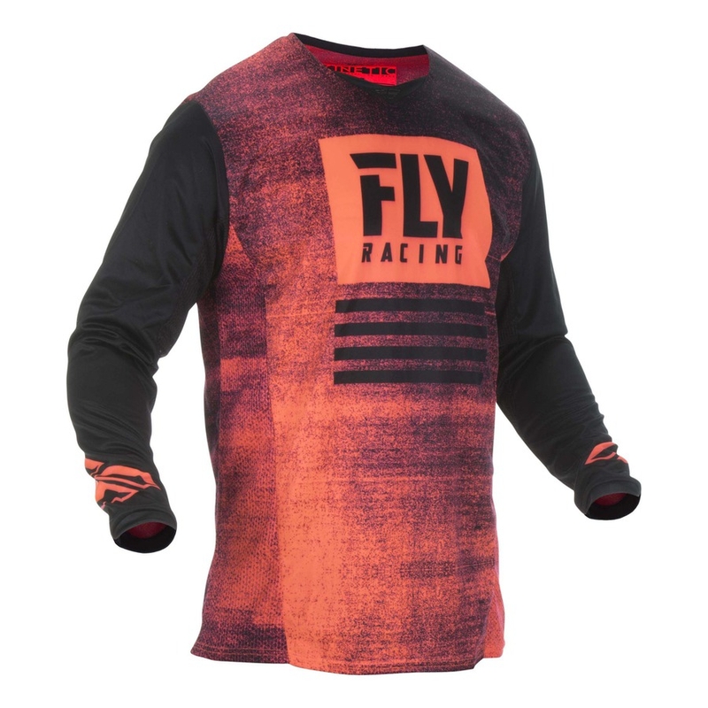 Motokrosový dres FLY Racing Kinetic NOIZ 2019 - USA čierno-fluorescenčno červený výpredaj