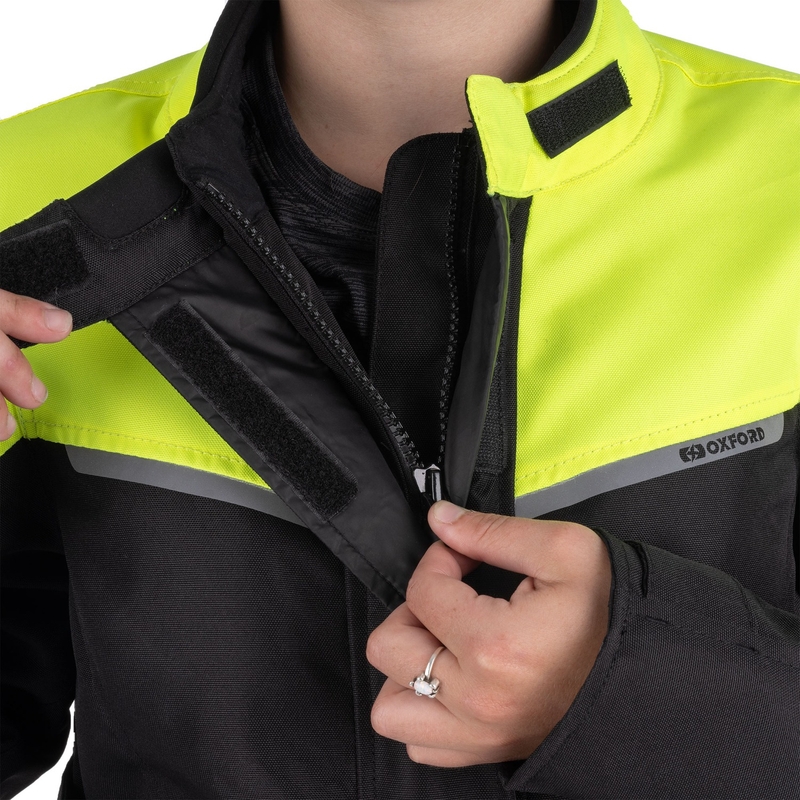 Dámska bunda na motocykel Oxford Spartan Long WP čierno-fluorescenčno žltá