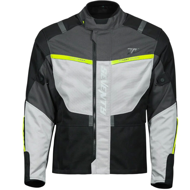 Bunda na motorku Seventy Degrees SD-JT83 Tonale čierno-šedo-fluo žltá