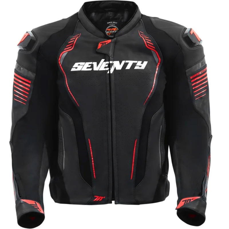 Kožená bunda na motorku Seventy Degrees SD-JL24 Spoiler čierno-červená
