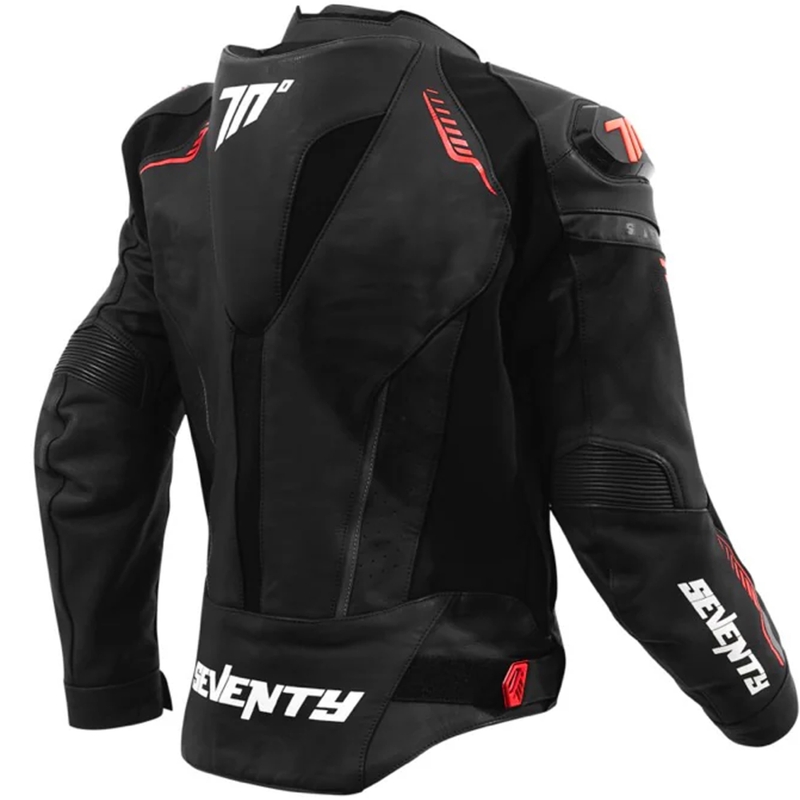 Kožená bunda na motorku Seventy Degrees SD-JL24 Spoiler čierno-červená
