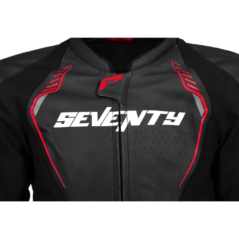 Kožená bunda na motorku Seventy Degrees SD-JL24 Spoiler čierno-červená