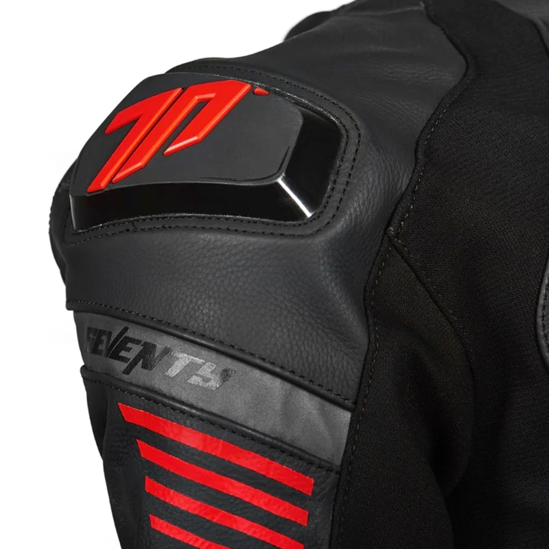 Kožená bunda na motorku Seventy Degrees SD-JL24 Spoiler čierno-červená