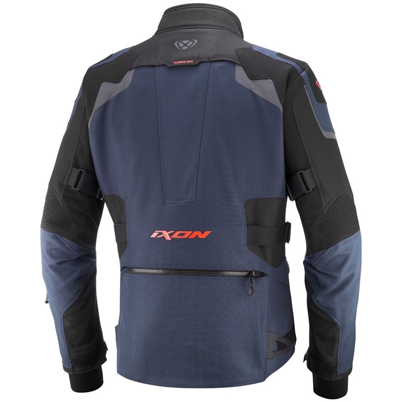 Bunda na motorku IXON Odin modro-čierno-fluo červená