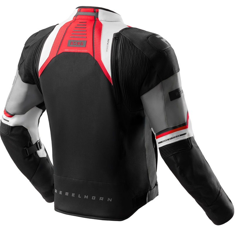 Bunda na motocykel Rebelhorn Borg II čierno-šedo-červená