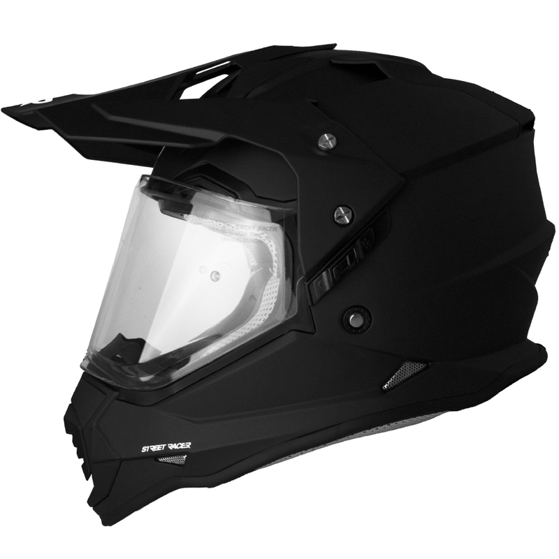 Enduro helma na motorku Street Racer Ignite matná čierna - II. akosť