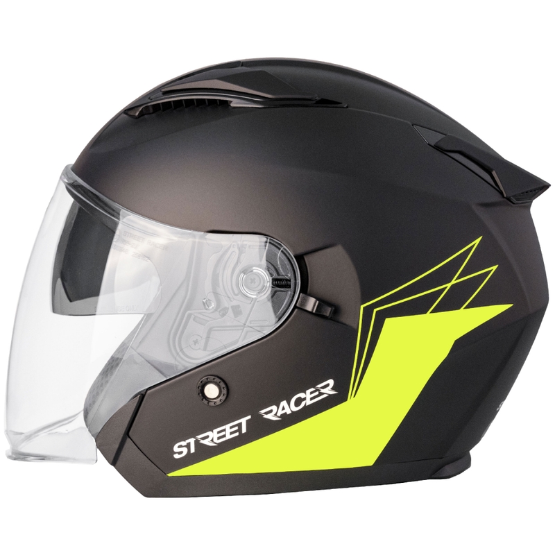 Otvorená helma na motorku Street Racer Sonic matná čierno-fluo žltá - II. akosť