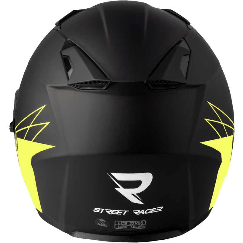 Otvorená helma na motorku Street Racer Sonic matná čierno-fluo žltá - II. akosť