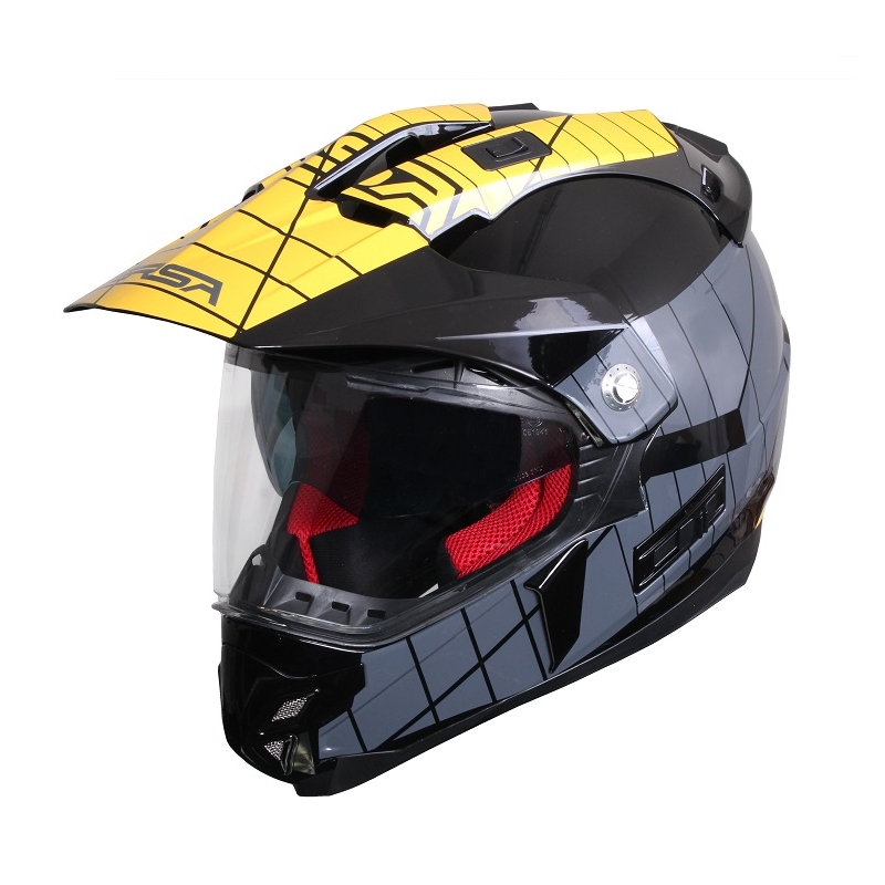 Enduro prilba so slnečnou clonou RSA MX-01 čierno / šedo / žltá - II. akosť