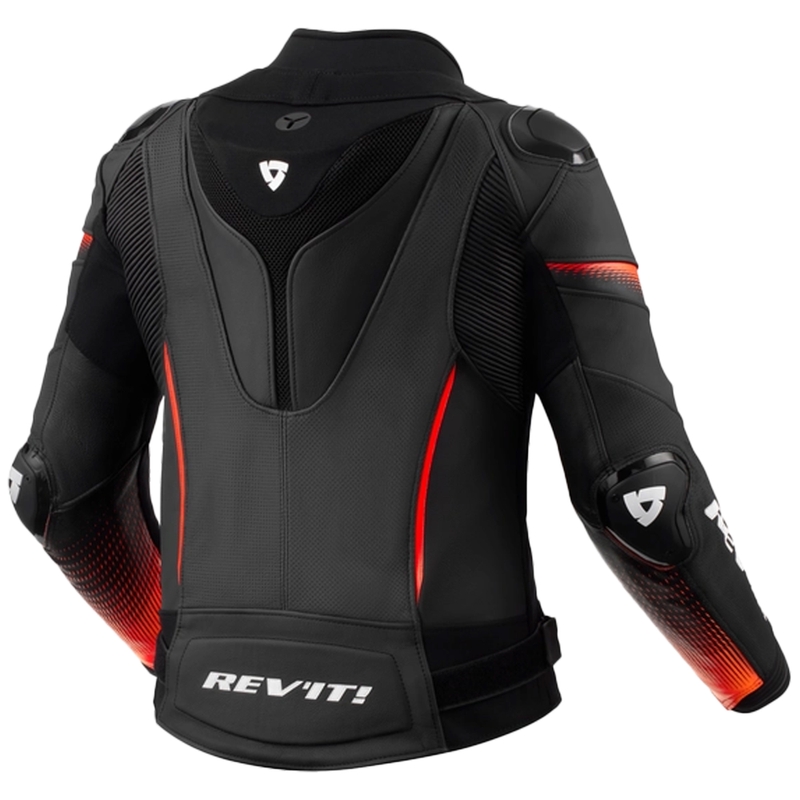Dámska kožená bunda na motocykel Revit Xena 4 Pro čierno-fluorescenčno červená